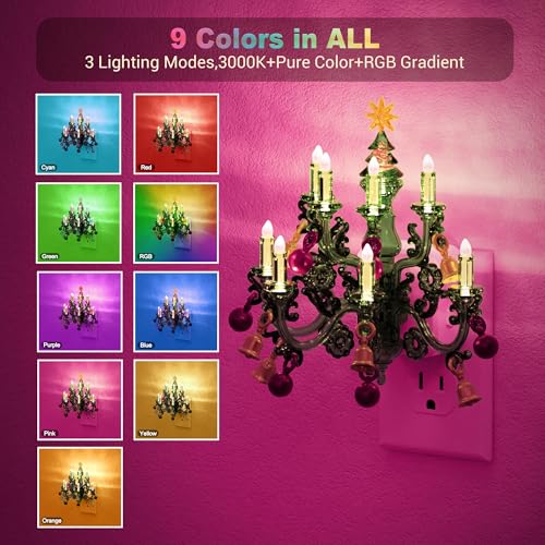 Christmas RGB Pendant Night Light Wall Plug-in with Dynamic Effects - 2 Pack