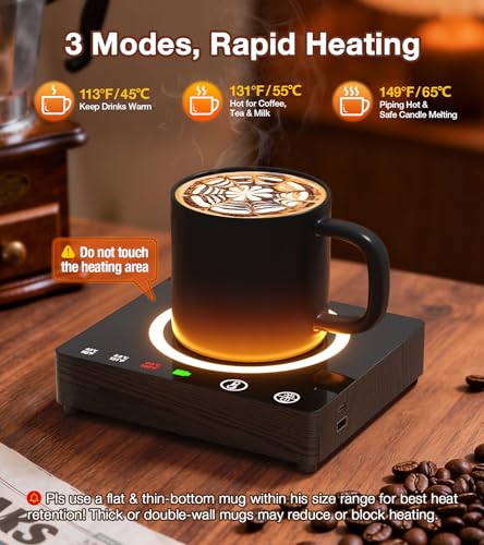 Wireless Mug Warmer with 3 Temp Settings & Power Bank - Black
