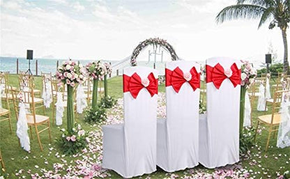 Elegant Red Chair Sashes by [Brand Name] - 10pcs Elastic Spandex Wedding & Party Decorations