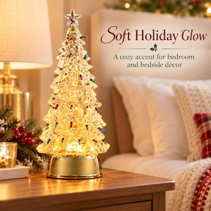 Multicolor Acrylic Christmas Tree Snow Globe Lights - Festive Table Decor
