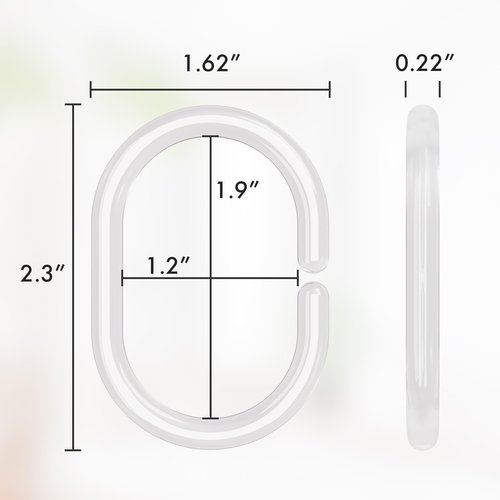 Amazer Plastic Shower Curtain Rings, Shower Curtain Hooks, 24 Pcs C Shaped Shower Hooks for Shower Curtain, Clear Shower Curtain Hooks for Bathroom