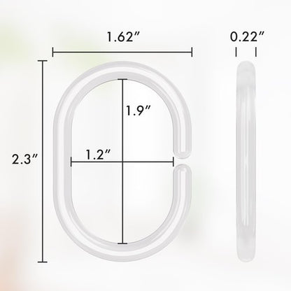 Amazer Plastic Shower Curtain Rings, Shower Curtain Hooks, 24 Pcs C Shaped Shower Hooks for Shower Curtain, Clear Shower Curtain Hooks for Bathroom