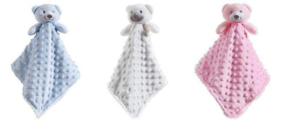 CREVENT Baby Comforting Security Blanket Lovey for Newborn Baby Girls Infants, Minky Dot Front + Sherpa Backing with Animal Face (Pink Bear)