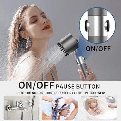 Ion Shower Head High Pressure with Handheld & Filters - Gray / 3 Inch