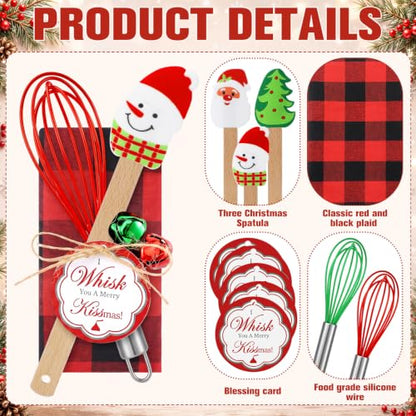 Christmas Spatula Baking Gift Set - Red Green Wood Handles, 18pcs