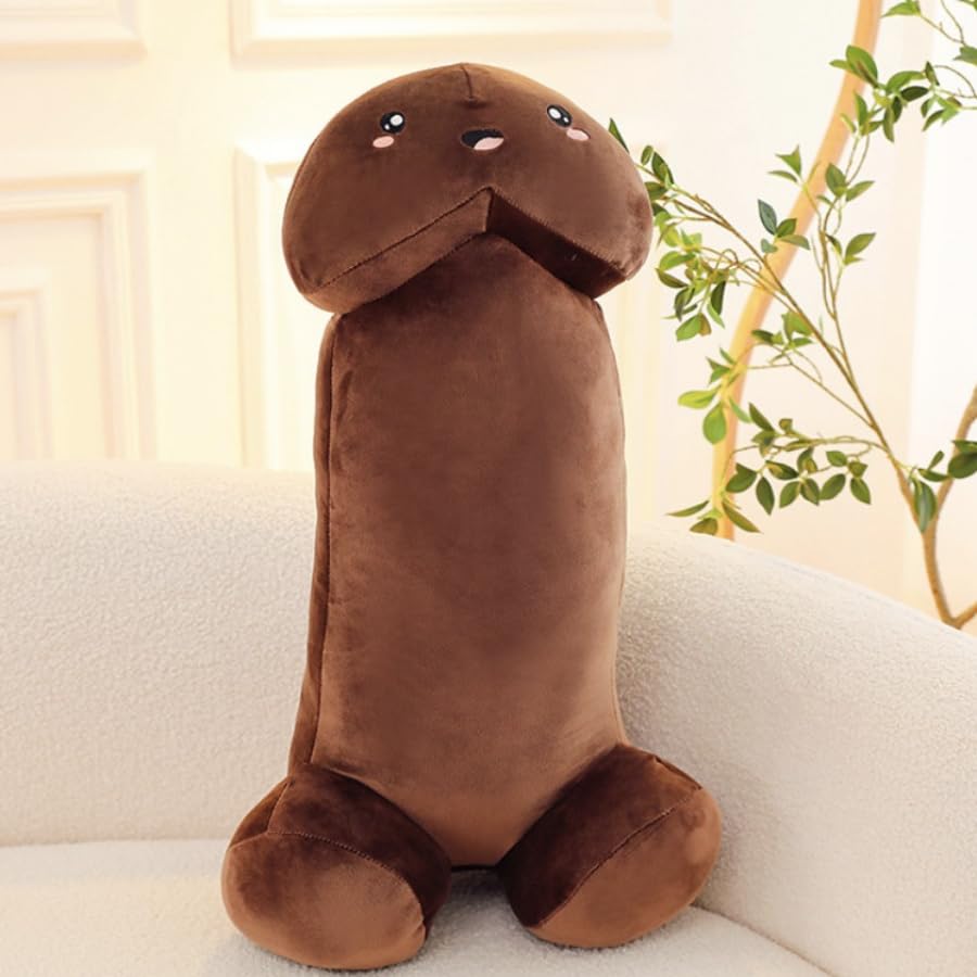 PeePee Pillow™, The Big PeePee Plush Phallic Novelty Cuddle Pillow, Peach or Brown (Brown, 24in (60cm))