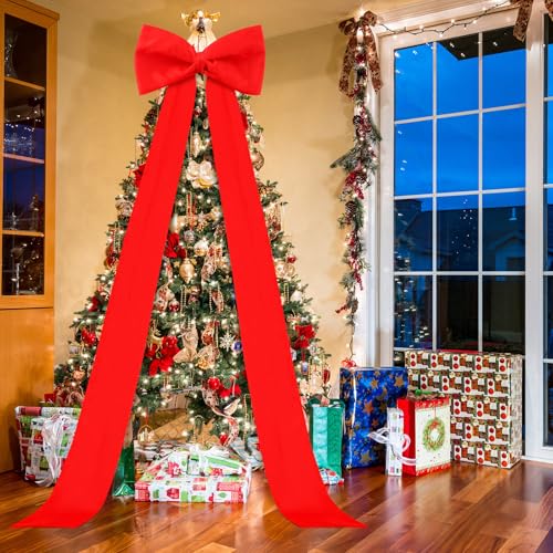 Extra Large Satin Christmas Tree Topper Bow 118in Red Streamers
