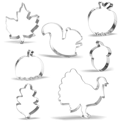 thanksgiving cookie cutter set - 7 piece stainless steel bakeware