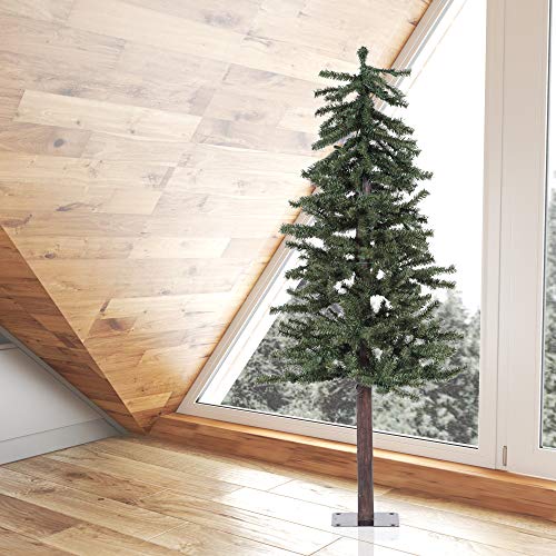 5ft Artificial Alpine Christmas Tree - Natural Green, Unlit with Metal Stand