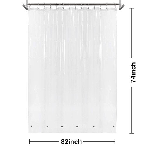 Barossa Design Clear Shower Curtain Liner 82 Width by 74 Height with Free Hooks - 6 Bottom Magnets, Waterproof PEVA, 12 Metal Grommets Curtain PEVA, 82x74
