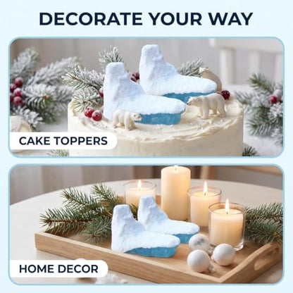 Arctic Iceberg Model with Polar Bear Sculpture Christmas Cake Topper
