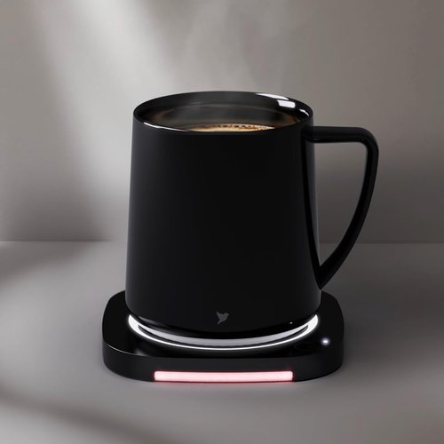 hurkins Smug V5, Temperature Control Coffee Mug Warmer & Mug & pctg Lid Set, Wireless Charging Function, Office/Home for Desk (Origin Black)
