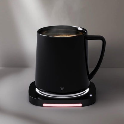hurkins Smug V5, Temperature Control Coffee Mug Warmer & Mug & pctg Lid Set, Wireless Charging Function, Office/Home for Desk (Origin Black)