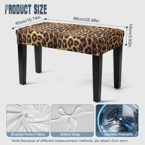 Rectangular Leopard Print Bench Cover with Bottom Ties - S (16x26x4in)