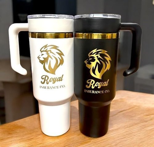 Makerflo 40 Oz Gold Electroplated Black Powder Coated Tumbler - Ideal for Crafting & Personalization | Pack of 25