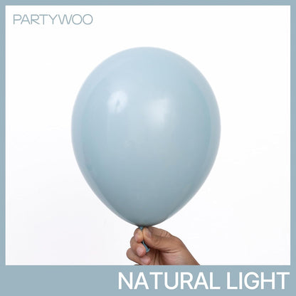 PartyWoo Dusty Blue Balloons - 100pcs 12 Inch Light Blue Aqua Latex Helium Balloons for Events