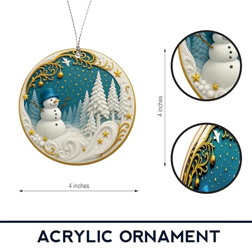 Snowman Christmas Ornament 2025 - Acrylic Holiday Hanging Decor - Variation of Snowman 4