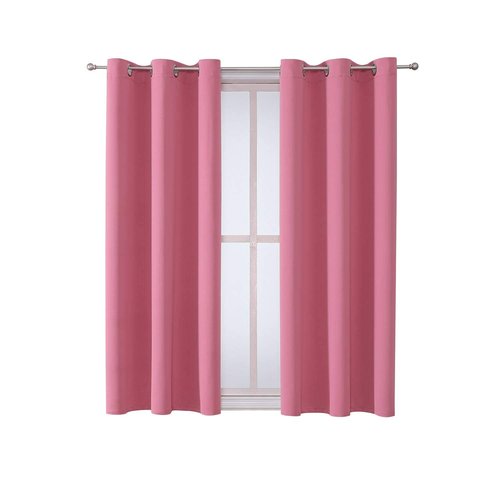 ChrisDowa Grommet Room Darkening Curtains for Bedroom and Living Room - 2 Panels Set Thermal Insulated Blackout Curtains (Pink, 38W x 45L)
