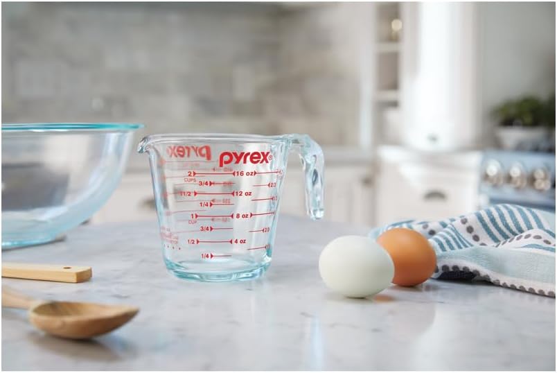Pyrex Measuring Cup - Clear Design with Red Graphics | 1 Quart Capacity