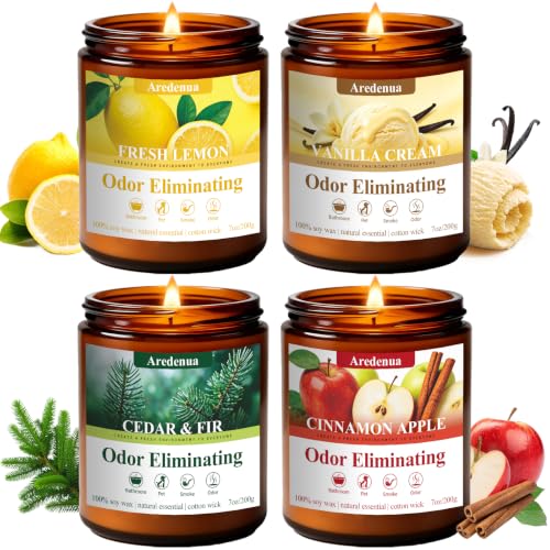 Odor Eliminating Soy Candles Set - 4 Pack, 28 oz Home Fragrance