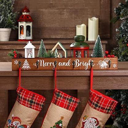 Wood Christmas Stocking Holder Box with 6 Hooks and Jingle Bell - Variation of THIS listing