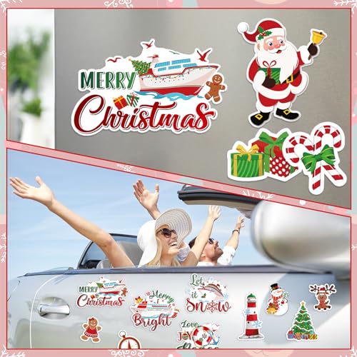Christmas Cruise Door Magnets 16 Pack - Holiday Refrigerator & Car Decor - Classic