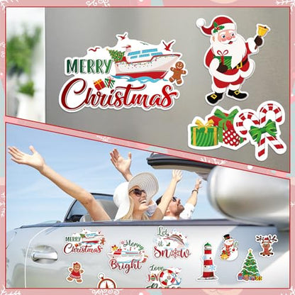 Christmas Cruise Door Magnets 16 Pack - Holiday Refrigerator & Car Decor - Classic