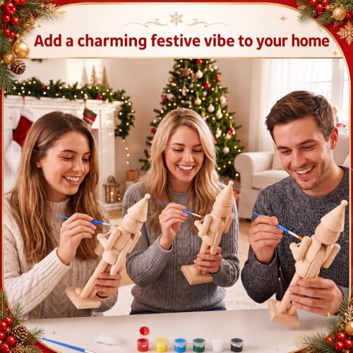 Large DIY Wooden Nutcracker Drummer Set - 15 Inch Christmas Craft Kit with Paints & Brushes (Variation 2)