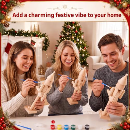 Large DIY Wooden Nutcracker Drummer Set - 15 Inch Christmas Craft Kit with Paints & Brushes (Variation 2)