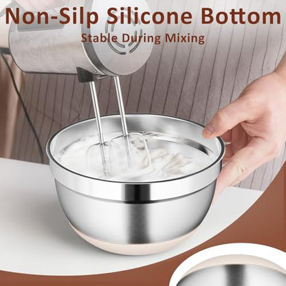 Khaki 9 Pack Mixing Bowls with Airtight Lids & Grater Attachments