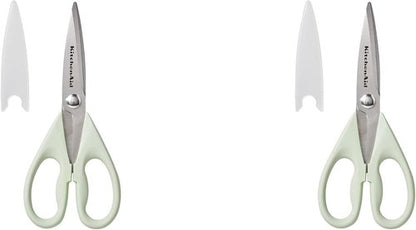 KitchenAid All-Purpose Kitchen Shears - Durable Stainless Steel Scissors with Soft Grip Handle | 8.72 Inch, Pistachio (Pack of 2)