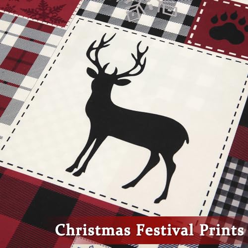 Reversible Christmas Duvet Cover Set Queen Black - Holiday Bedding