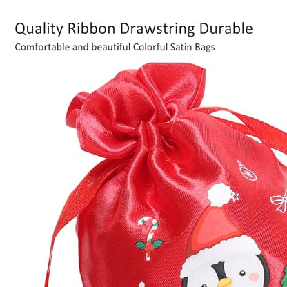 24 Pcs Small Satin Christmas Gift Bags with Drawstring – 4x6 Inch Holiday Treat Bags