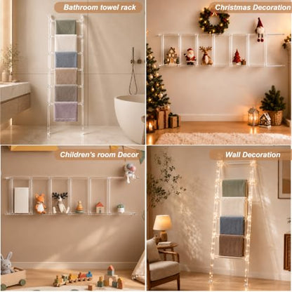 Acrylic Blanket Ladder - 6-Tier Waterproof Towel Rack with Clear Finish