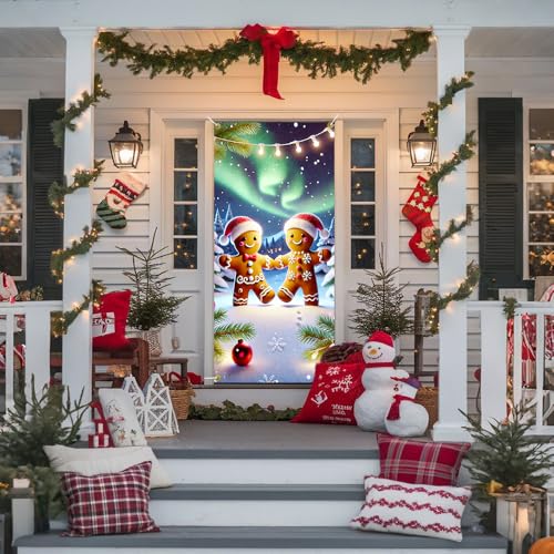 Christmas Door Banner 71x35 Gingerbread Couple Holiday Home Decor - Variation 11