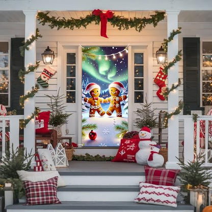 Christmas Door Banner 71x35 Gingerbread Couple Holiday Home Decor - Variation 11