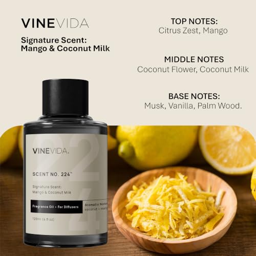 VINEVIDA Mango & Coconut Milk Fragrance Oil for Diffusers - 4oz