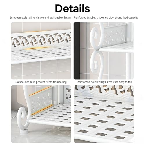 European Style Folding Storage Shelf - White, 3/4/5 Tier Rustproof Iron Organizer Rack
