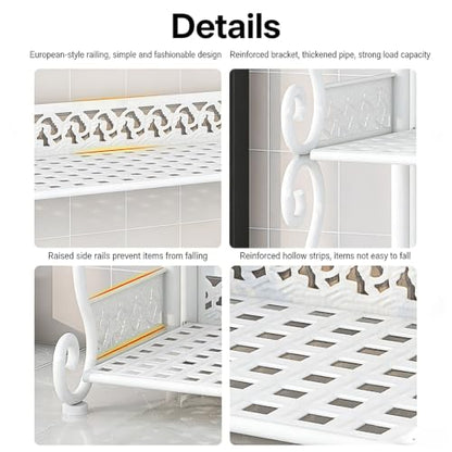 European Style Folding Storage Shelf - White, 3/4/5 Tier Rustproof Iron Organizer Rack