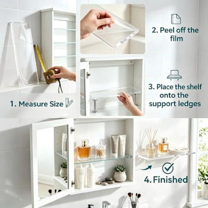 Acrylic Medicine Cabinet Shelves Set - Transparent 13.25 x 2.99 x 0.31 Inches, Pack of 4