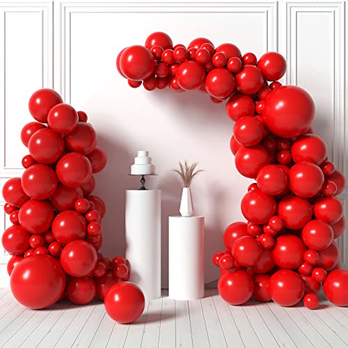 Cherry Red Balloon Set for Christmas Party Decorations - 5/12/18 Inch Matte Balloons with Variation: Cherry Red