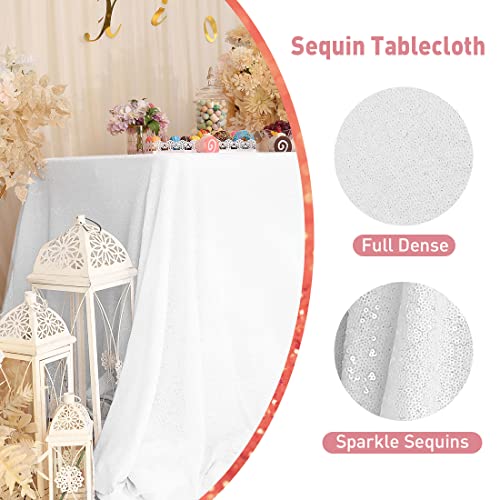 White Sequin Tablecloth 60x120 Inch Rectangular Sparkly Fabric Party Decor Variation of THIS listing
