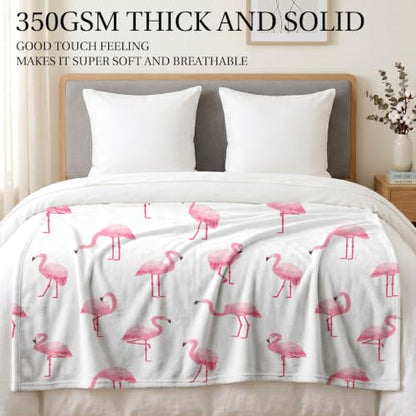 Pink Flamingo Throw Blanket - 60x80 Inch Ultra-Soft Fleece for Couch Bed Lounge