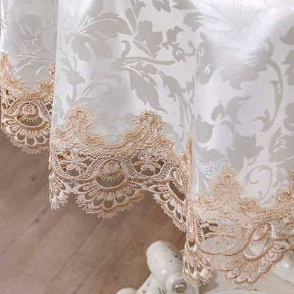 Light Brown 70-Inch Round Lace Tablecloth for Dining & Holiday Events
