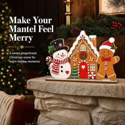 Christmas Indoor Decor Set with Wooden Scene - Festive Tabletop Display