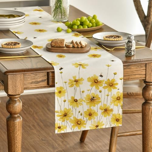 Yellow Flowers Bees Spring Table Runner 13x48 Inches Home Decor - Variation of THIS listing