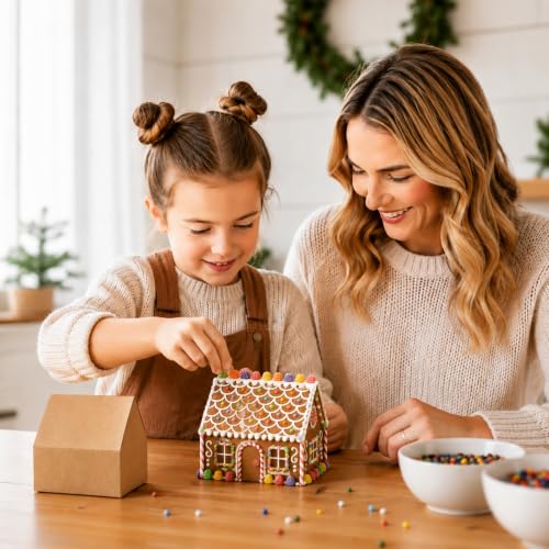 36 Piece Christmas Gingerbread House Kit Cardboard Decorations Brown