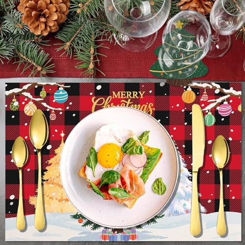 Christmas Tree Disposable Placemats & Coasters Set - 50 Pcs Holiday Table Decor