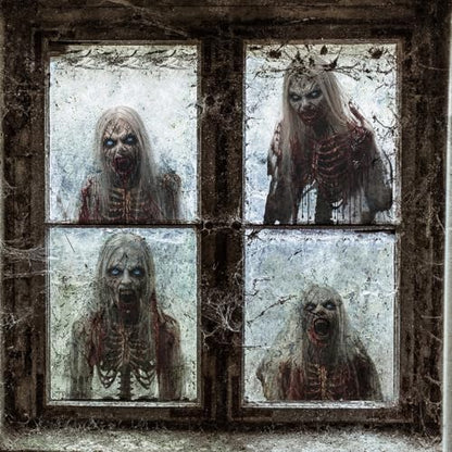 Halloween Window Clings Horror Skull Ghost Bloody Designs - Style17 - 2 Sheets Spooky Decals for Glass & Room Decor