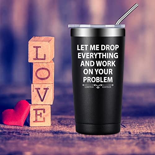 Fufandi 20oz White Elephant Tumbler Cup Let Me Drop Everything - Black